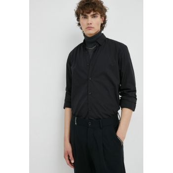 Bruuns Bazaar camasa barbati, culoarea negru, cu guler button-down, regular de firma originala
