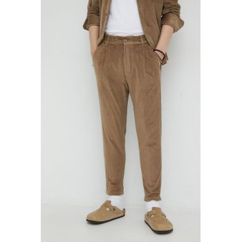 Drykorn pantaloni barbati, culoarea maro, drept