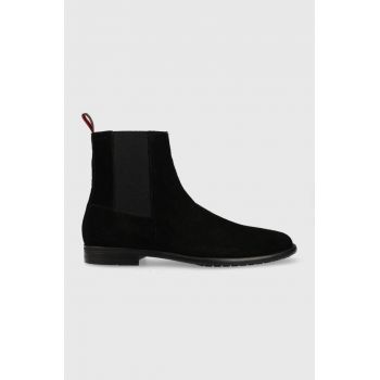 HUGO botine din piele intoarsa Kyron barbati, culoarea negru