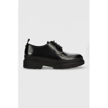 Karl Lagerfeld pantofi de piele Bureau Ii barbati, culoarea negru de firma originali