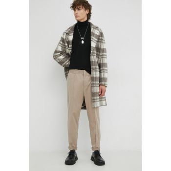 Tiger Of Sweden pantaloni Sosa barbati, culoarea bej, cu fason chinos de firma originali