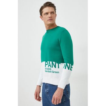 United Colors of Benetton pulover barbati, culoarea verde, light de firma original