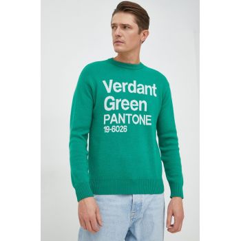 United Colors of Benetton pulover din amestec de lana barbati, culoarea verde, de firma original