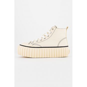 Tenisi flatform de panza cu talpa cu aspect striat