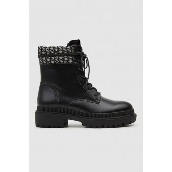 Ghete de piele ecologica cu garnitura cu model jacquard