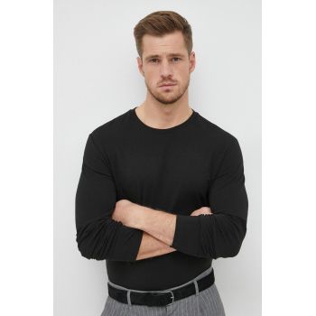 Lacoste longsleeve barbati, culoarea negru, neted