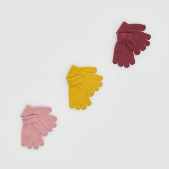 Reserved - Set de 3 perechi de mănuși colorate - Galben