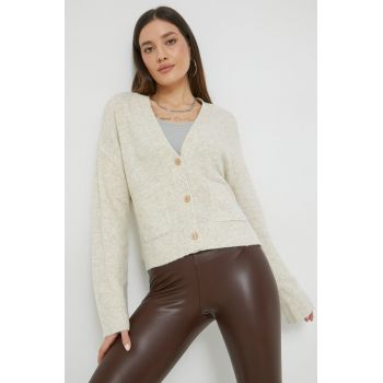 Abercrombie & Fitch cardigan din amestec de lana femei, culoarea bej, light