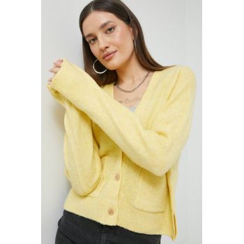 Abercrombie & Fitch cardigan din amestec de lana femei, culoarea galben, light ieftin