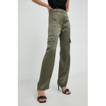 MICHAEL Michael Kors pantaloni femei, culoarea verde, fason cargo, high waist