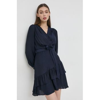 Morgan rochie culoarea albastru marin, mini, evazati de firma originala
