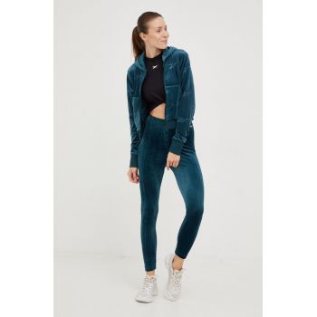 Reebok Classic colanti femei, culoarea verde, neted