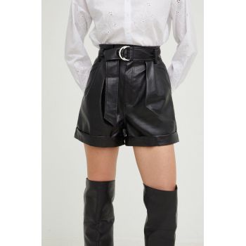 Answear Lab pantaloni scurti femei, culoarea negru, neted, high waist