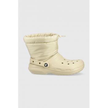 Crocs cizme de iarna Classic Lined Neo Puff Boot culoarea bej ieftini