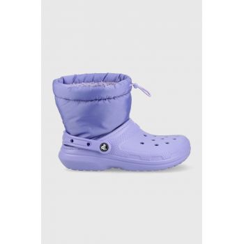 Crocs cizme de iarna Classic Lined Neo Puff Boot culoarea violet de firma originali