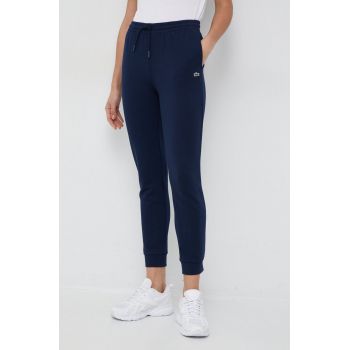 Lacoste pantaloni de trening femei, culoarea albastru marin, de firma original
