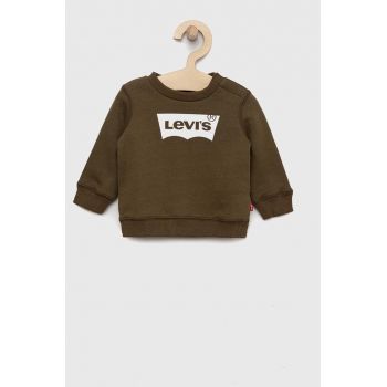 Levi's hanorac de bumbac pentru copii culoarea verde, cu imprimeu