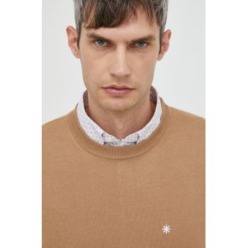 Manuel Ritz pulover de lana barbati, culoarea maro, light de firma original