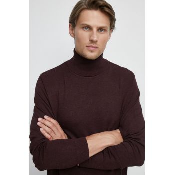 Medicine pulover barbati, culoarea bordo, light, cu guler ieftin