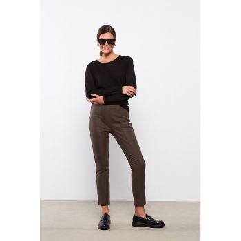 Pantaloni crop cu banda elastica in talie
