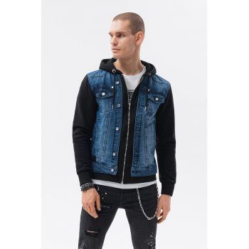 Jacheta de denim cu gluga Jacheta de denim cu gluga