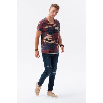 Tricou cu decolteu in V si buzunar pe piept