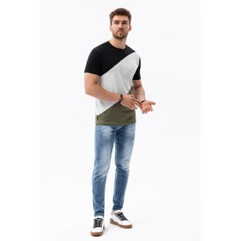 Tricou din bumbac cu model colorblock