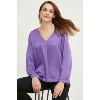 Answear Lab bluza cu mătase femei, culoarea violet, neted