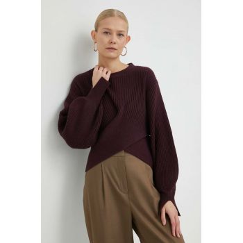 Bruuns Bazaar pulover din amestec de lana Sedum Irina femei, culoarea bordo, de firma original