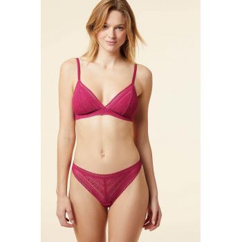 Etam sutien Sublime We Care - N*8 Triangle culoarea bordo, dantela, neted