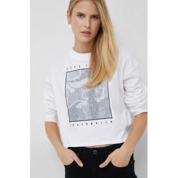 Pepe Jeans longsleeve din bumbac Rosalyn femei, culoarea alb