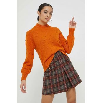 Vila pulover femei, culoarea portocaliu, light, cu turtleneck