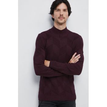 Medicine pulover barbati, culoarea bordo, cu turtleneck ieftin