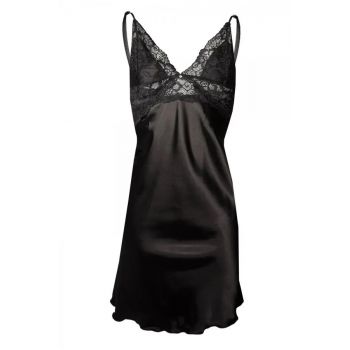 Neglijeu din satin Wirydiana negru XL