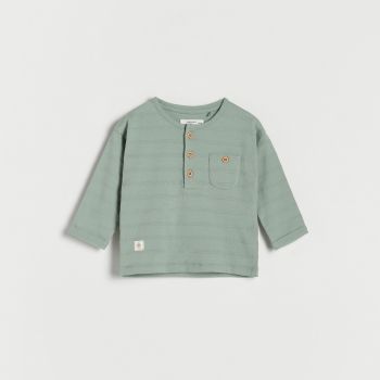 Reserved - Tricou cu mânecă lungă și aplicație - Verde