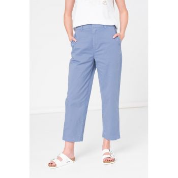 Pantaloni chino relaxed fit cu talie inalta