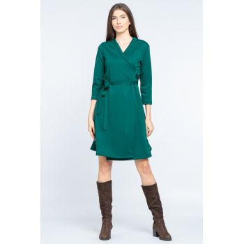 Rochie petrecuta din jerseu, cu talie reglabila, verde