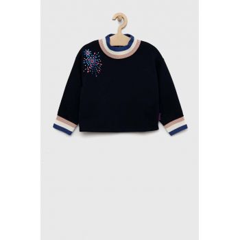 Sisley bluza copii culoarea albastru marin, cu imprimeu de firma originala