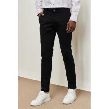 Pantaloni din amestec de bumbac cu talie joasa