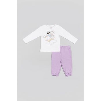 zippy pijamale pentru bebelusi culoarea violet, cu imprimeu