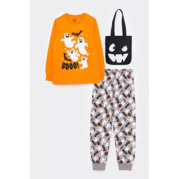 Set de pijama cu tematica de Halloween si geanta tote