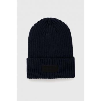 4F caciula culoarea albastru marin, din tricot gros
