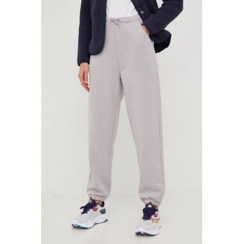 4F pantaloni de trening femei, culoarea gri, neted
