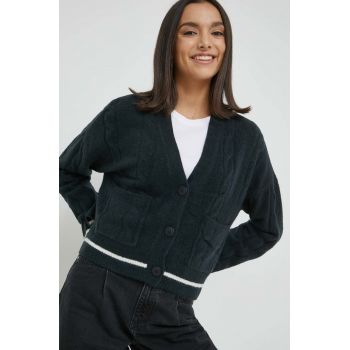 Abercrombie & Fitch cardigan din amestec de lana femei, culoarea negru ieftin
