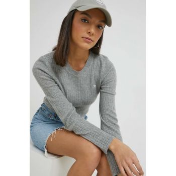 Abercrombie & Fitch pulover de casmir femei, culoarea gri, light de firma original