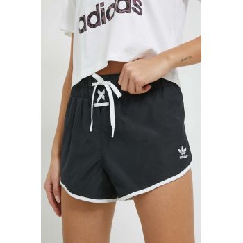 adidas Originals pantaloni scurti Always Original femei, culoarea negru, cu imprimeu, high waist ieftini