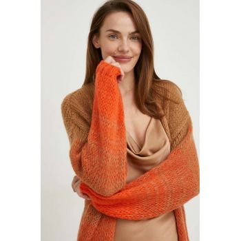 Answear Lab cardigan de lana femei, culoarea portocaliu, light
