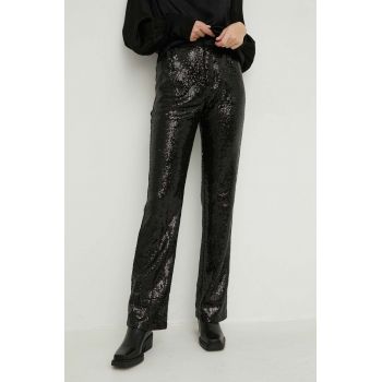 Answear Lab pantaloni femei, culoarea negru, drept, high waist