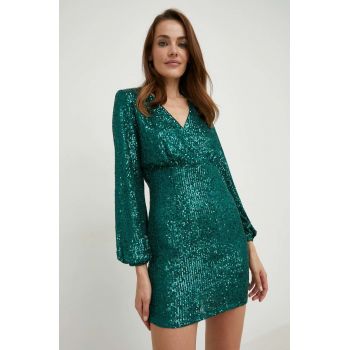 Answear Lab rochie culoarea verde, mini, evazati