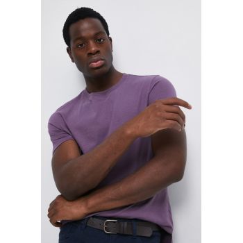 Medicine tricou din bumbac culoarea violet, neted